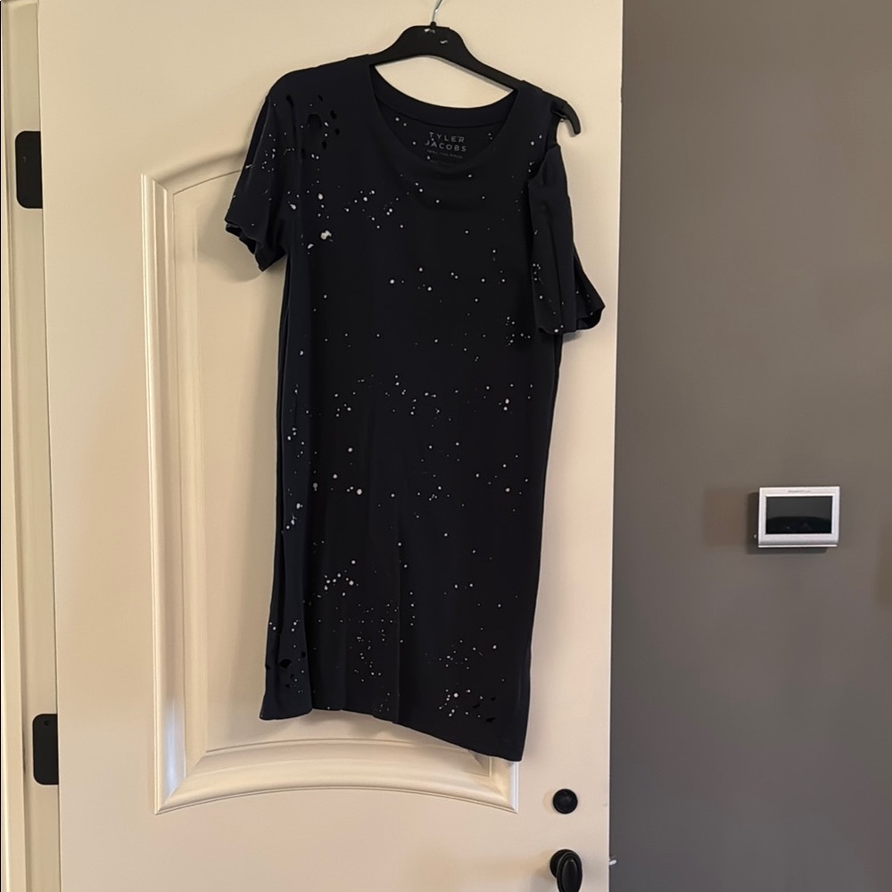 Tyler Jacobs Stylish one shoulder distressed Black Mini Dress